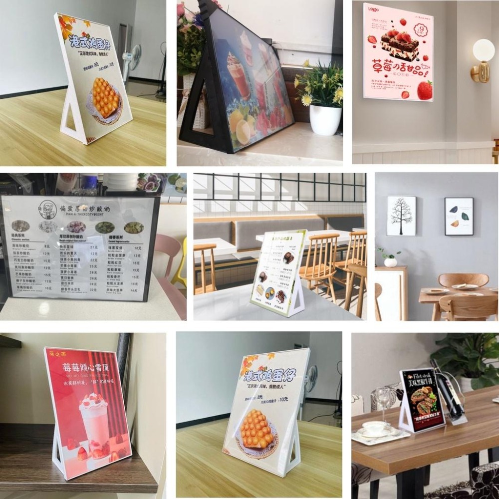 A3 立牌 展示架 菜單架 A4 直橫兩用 桌牌 告示牌 直式 橫式 壁掛 相框 畫框 壓克力展示立架 A5 黑色 白色-細節圖5