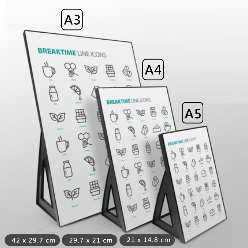 A3 立牌 展示架 菜單架 A4 直橫兩用 桌牌 告示牌 直式 橫式 壁掛 相框 畫框 壓克力展示立架 A5 黑色 白色-規格圖5