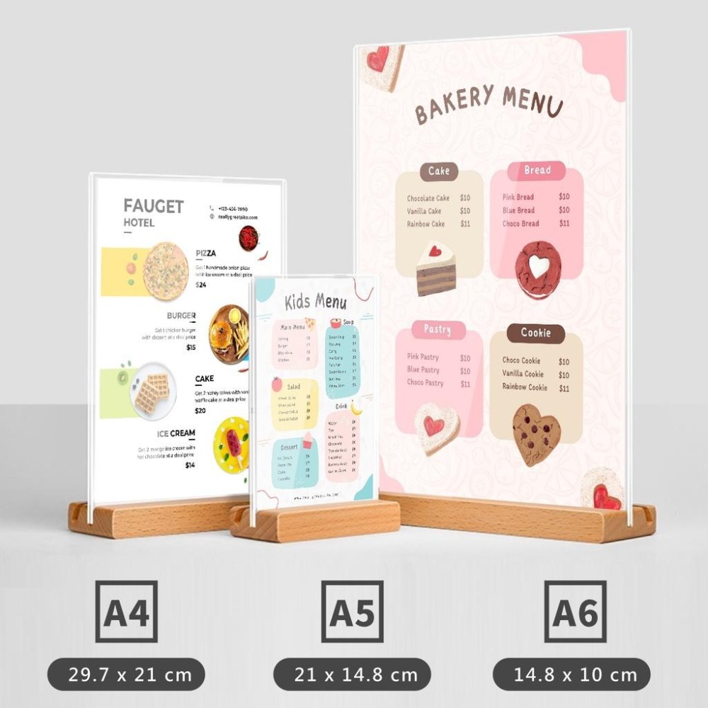 桌上 立牌 櫸木展示牌 木質 A4 A5 標示牌 桌牌 A6 菜單架 標價牌 告示牌 桌上展示架 價格牌 木頭 MENU-細節圖4