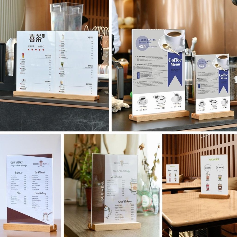 桌上 立牌 櫸木展示牌 木質 A4 A5 標示牌 桌牌 A6 菜單架 標價牌 告示牌 桌上展示架 價格牌 木頭 MENU-細節圖5