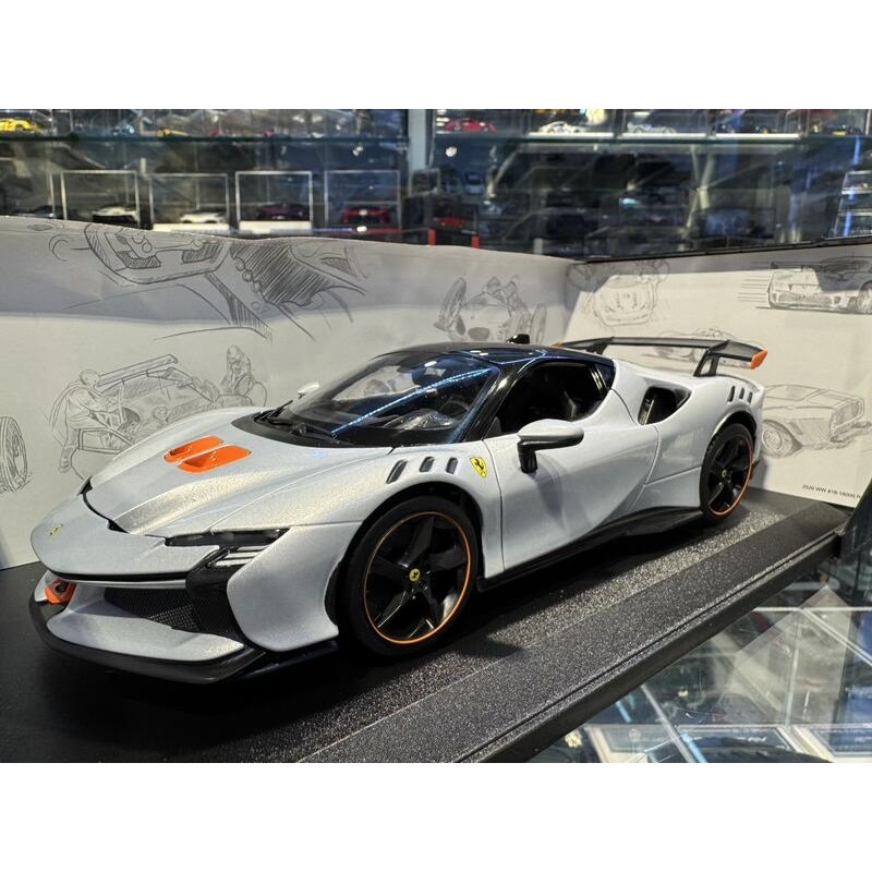 吉華@ 1/18 Bburago Ferrari SF90 XX Stadale Silver-細節圖2