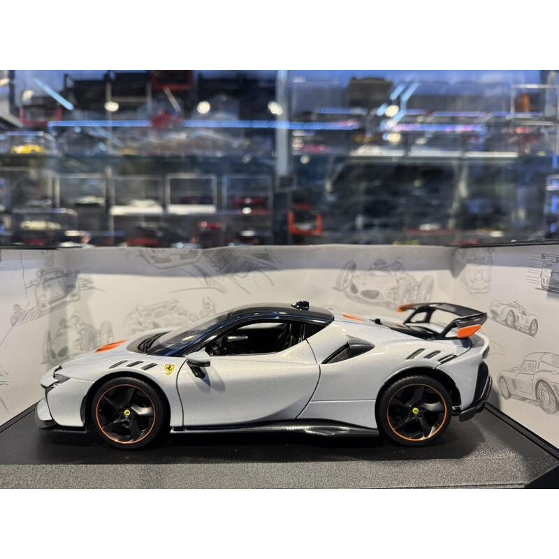 吉華@ 1/18 Bburago Ferrari SF90 XX Stadale Silver-細節圖3