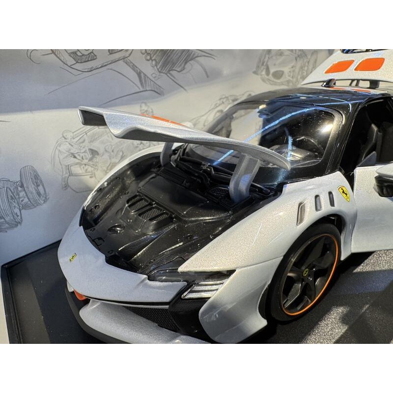 吉華@ 1/18 Bburago Ferrari SF90 XX Stadale Silver-細節圖7