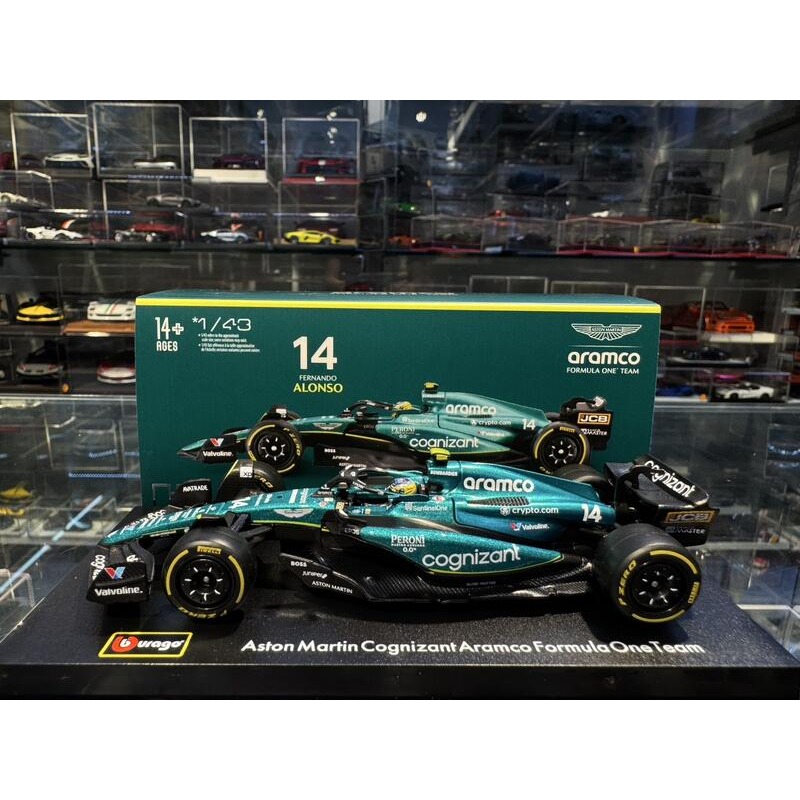 吉華@ 1/43 Bburago Aston Martin aramco F1 Alonso No.14 (合金車)-細節圖2
