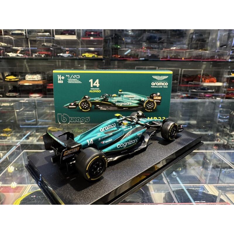 吉華@ 1/43 Bburago Aston Martin aramco F1 Alonso No.14 (合金車)-細節圖3