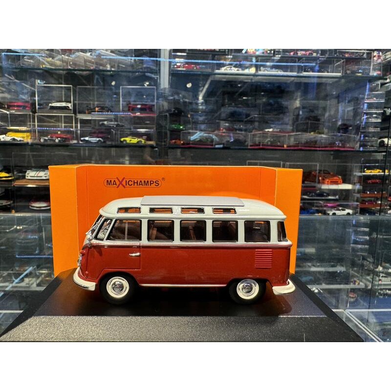 吉華@ 1/43 MINICHAMPS VOLKSWAGEN T1 SAMBA BUS 1961 GREY/RED-細節圖2