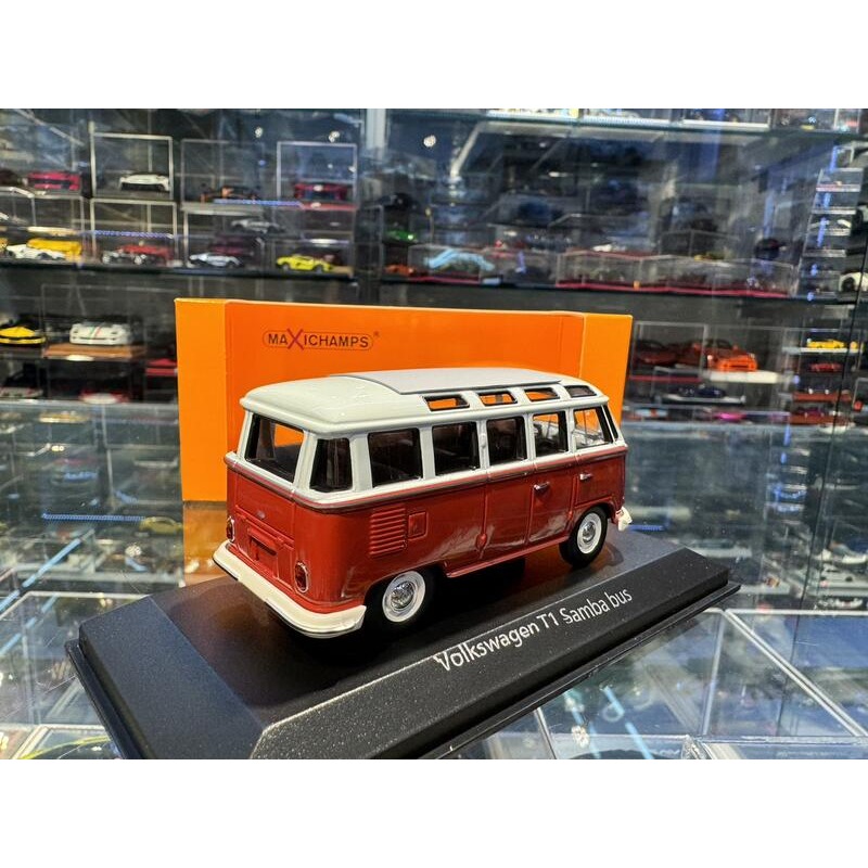 吉華@ 1/43 MINICHAMPS VOLKSWAGEN T1 SAMBA BUS 1961 GREY/RED-細節圖3