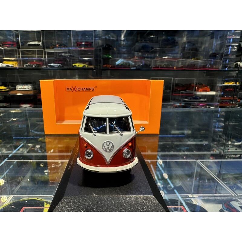 吉華@ 1/43 MINICHAMPS VOLKSWAGEN T1 SAMBA BUS 1961 GREY/RED-細節圖5