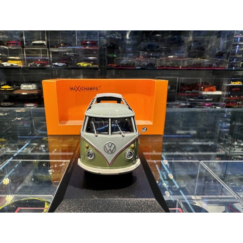 吉華@ 1/43 MINICHAMPS VOLKSWAGEN T1 SAMBA BUS 1961 GREY/GREEN-細節圖5
