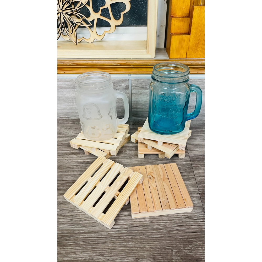 【預購】ꕥ言成木羽ꕥ雷雕木製小棧板杯墊【客製化】-細節圖2