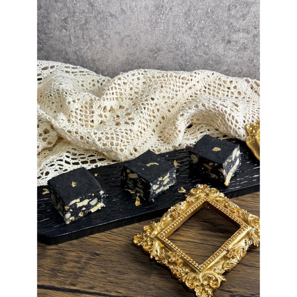 Cha.Q_Q Desserts 耀碳金✨竹炭芝麻夏威夷雪Q餅/雪花酥 16入-細節圖5