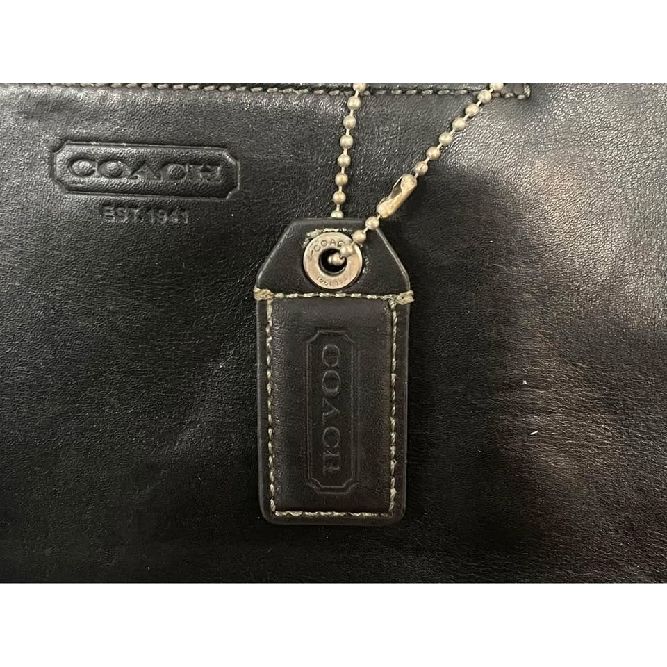 美國COACH對開隱藏手把真皮公事包 牛皮材質 隱藏式手把-細節圖5