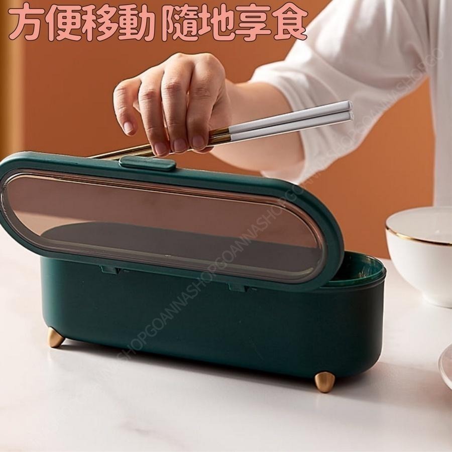 (現貨享免運!防塵防潑)瀝水餐具盒 餐具收納盒 瀝水筷子盒 白色 瀝水餐具盒 餐具收納 廚房收納 輕奢餐具盒 半透上蓋-細節圖3