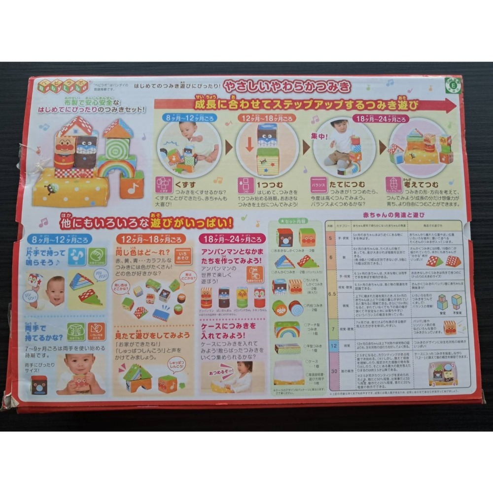 二手 萬代 ANPANMAN 麵包超人 軟積木 嬰幼兒玩具溫柔親切幼兒軟積木 布積木【小小玩具森森的坑】-細節圖2