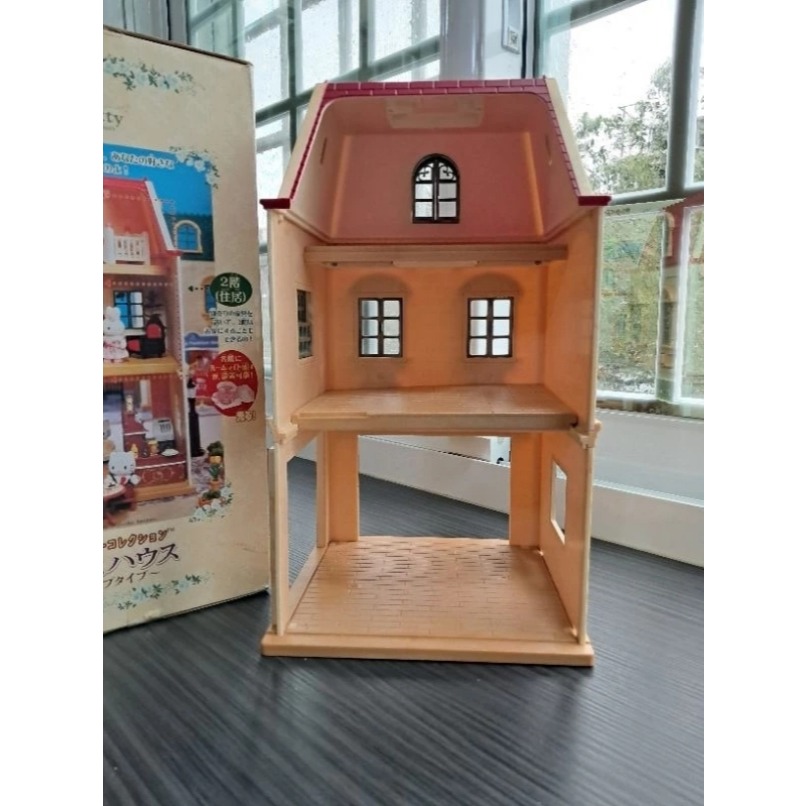 絕版 萬代 KITTY 商店屋 森林家族 適用 二手 店鋪 紅頂 三層屋【小小玩具森森的坑】-細節圖3