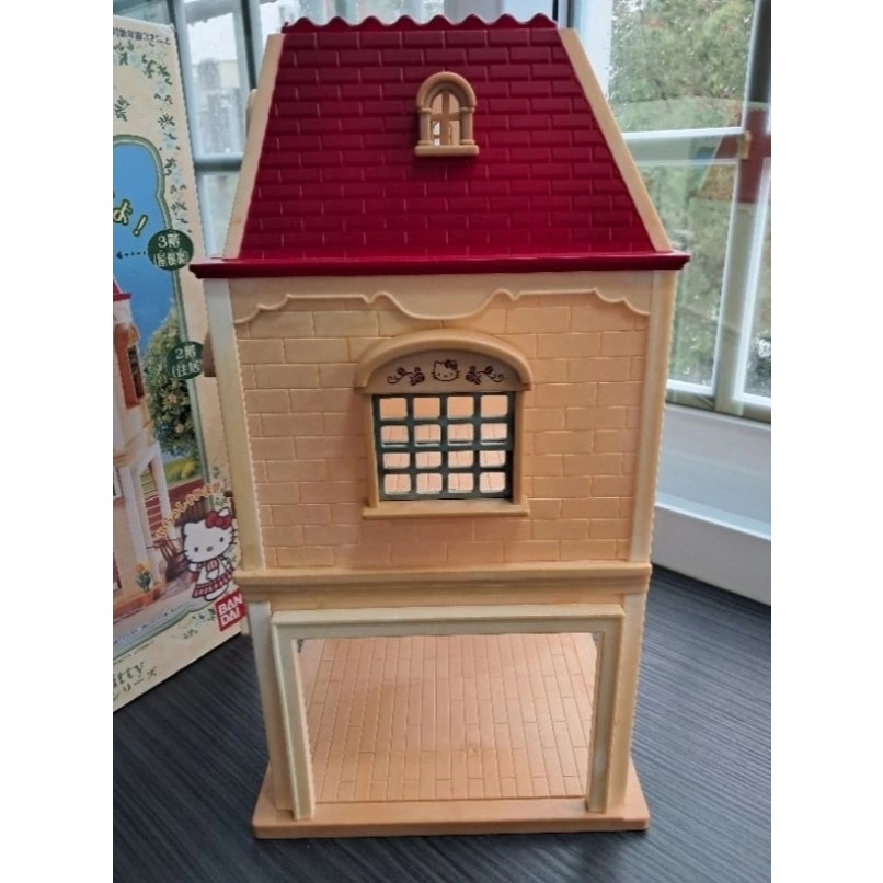 絕版 萬代 KITTY 商店屋 森林家族 適用 二手 店鋪 紅頂 三層屋【小小玩具森森的坑】-細節圖4