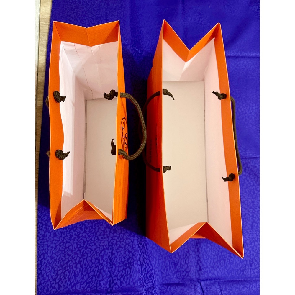 「美玫家」二手精品 HERMES 紙袋 橘色 三入一組 不拆售-細節圖4