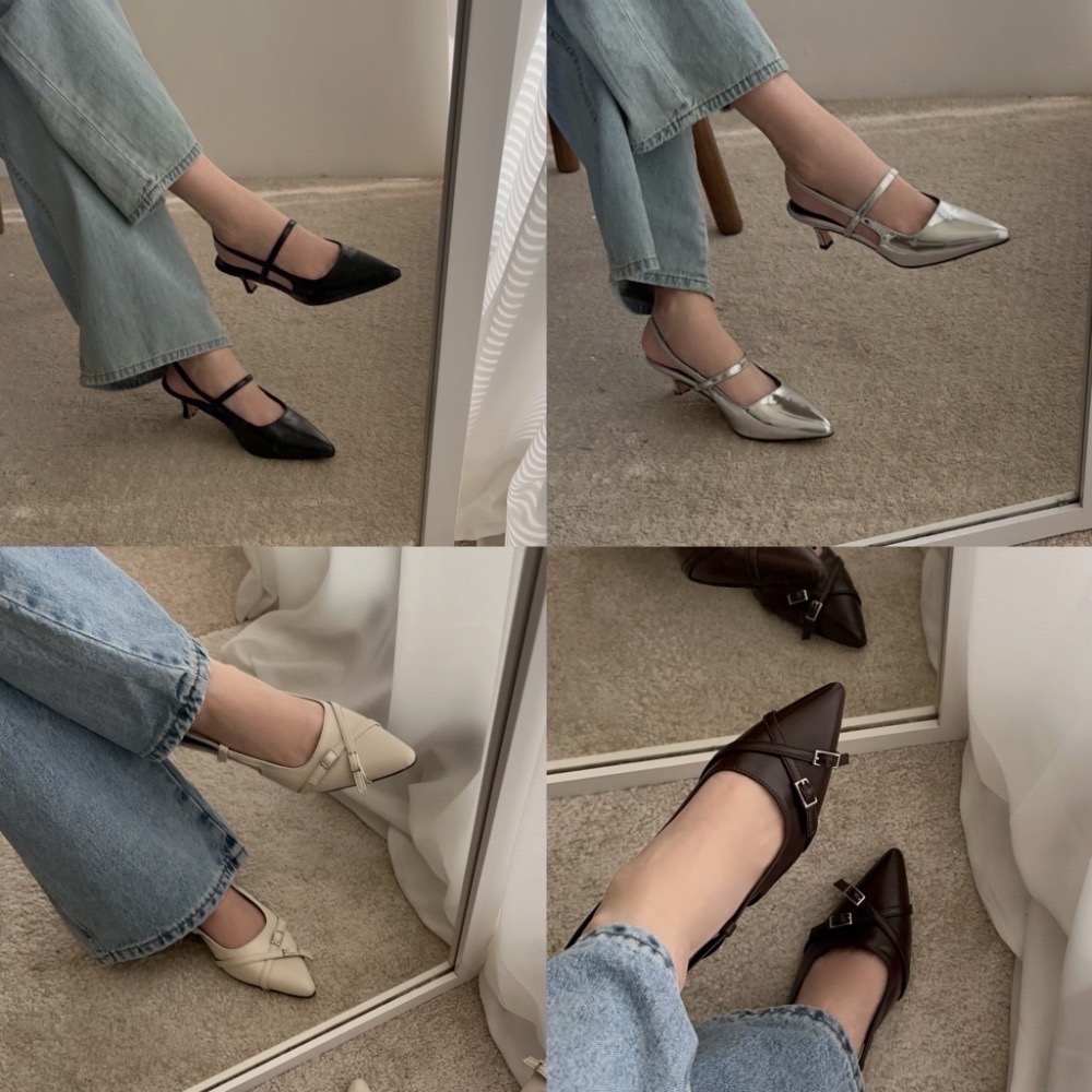 【交叉6cm】韓國東大門超軟皮尖頭跟鞋｜6cm細跟｜不磨腳｜大尺碼｜久走不累｜OL ｜通勤｜尖頭鞋-細節圖3