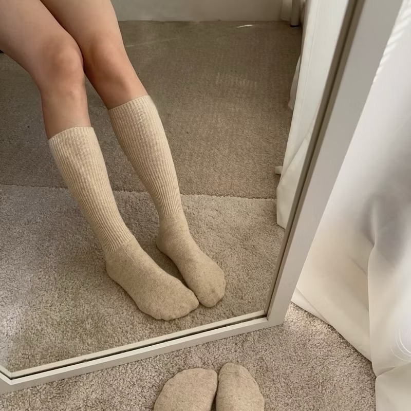 頂級柔嫩羊絨長襪 羊毛小腿襪 羊毛長襪 羊毛襪 柔軟 保暖 保暖襪 登山襪 堆堆襪 韓國製 韓國代購 寒流必備-細節圖2