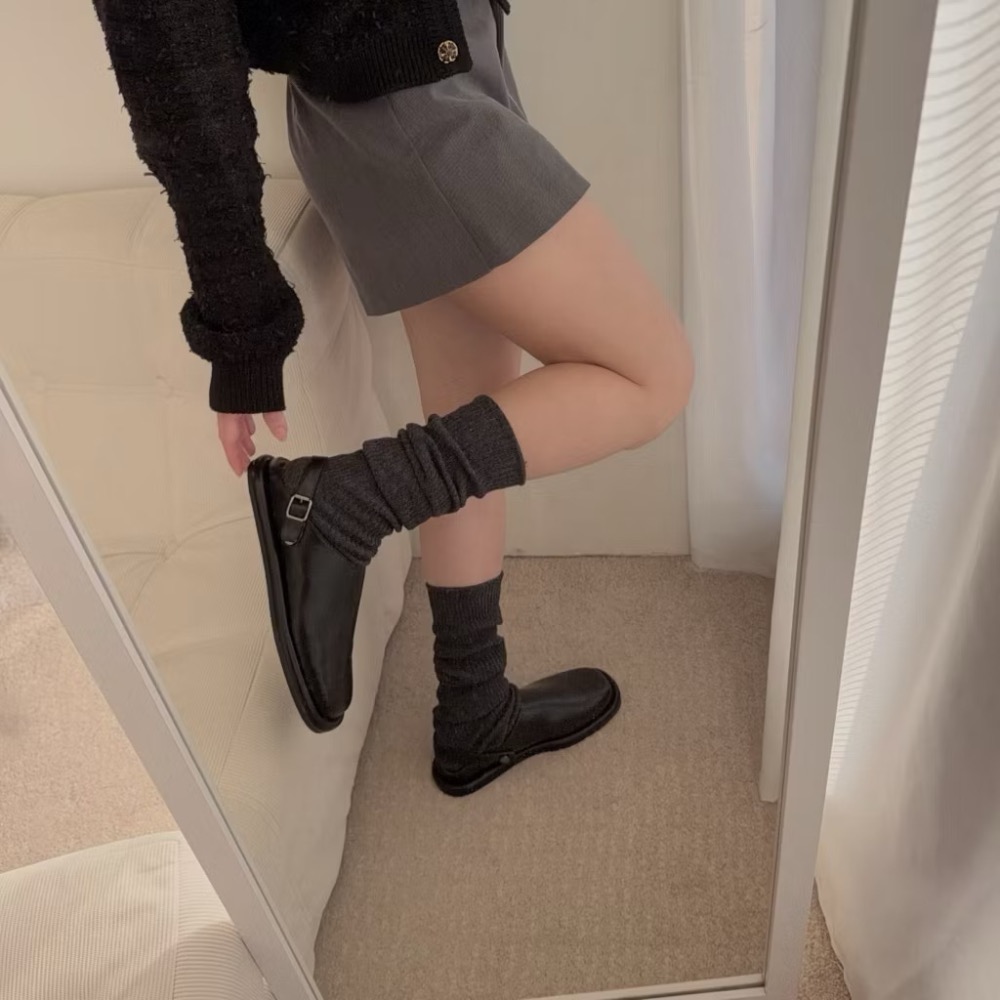 『現貨』韓國製 羊毛堆堆襪套 坑條 薄款 泡泡襪 兩用 軟綿 羊毛襪 韓國代購 寒流必備 冬天必備 堆堆襪-細節圖2