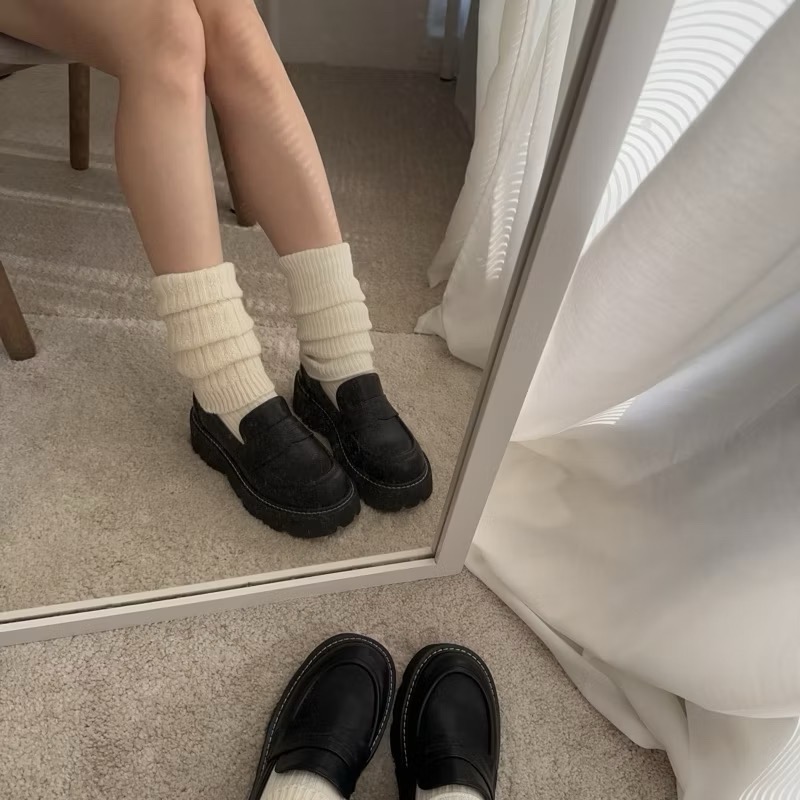 『現貨』韓國製 羊毛堆堆襪套 坑條 薄款 泡泡襪 兩用 軟綿 羊毛襪 韓國代購 寒流必備 冬天必備 堆堆襪-細節圖7