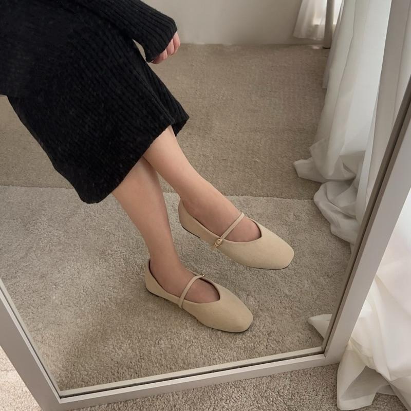 真皮瑪莉珍 麂皮 絨面 牛皮娃娃鞋 低跟瑪莉珍 韓國女鞋 細帶 真皮製 包頭鞋 娃娃鞋 平底鞋 瑪莉珍鞋-細節圖2