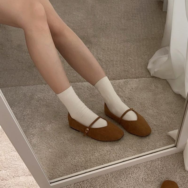 真皮瑪莉珍 麂皮 絨面 牛皮娃娃鞋 低跟瑪莉珍 韓國女鞋 細帶 真皮製 包頭鞋 娃娃鞋 平底鞋 瑪莉珍鞋-細節圖4