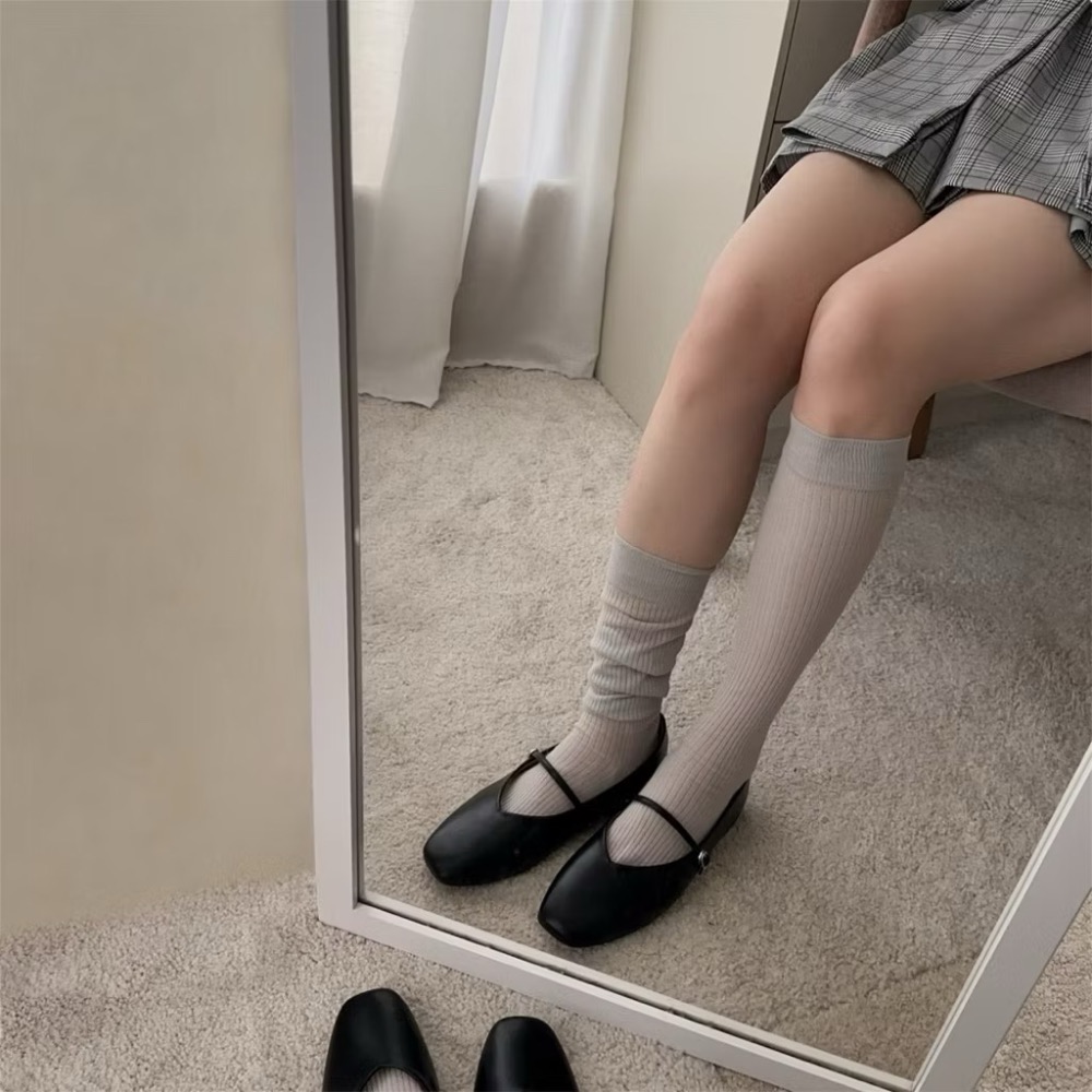 透膚襪 薄長襪 中長襪 透氣襪 堆堆襪 韓妞襪 韓國襪 韓國製 透膚感-細節圖2