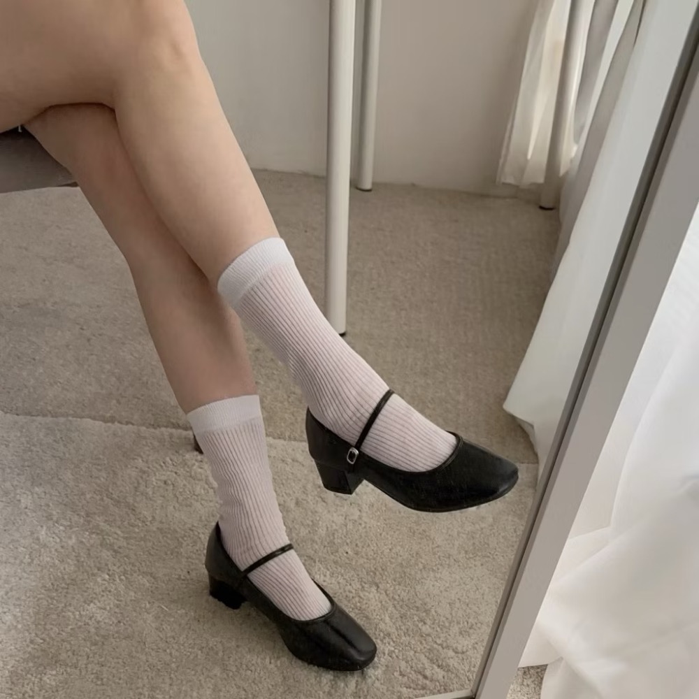 透膚襪 薄長襪 中長襪 透氣襪 堆堆襪 韓妞襪 韓國襪 韓國製 透膚感-細節圖5