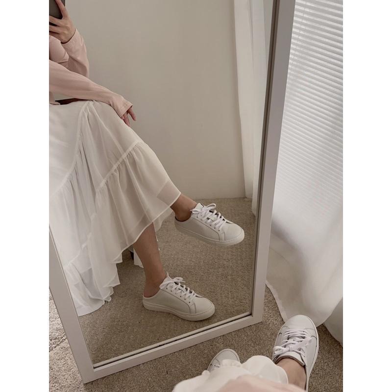 牛皮小白鞋 真皮懶人鞋 穆勒鞋 厚底 半拖 懶人鞋 韓國女鞋 小白鞋 韓國小白鞋 懶人鞋 牛皮製 韓國製-細節圖2