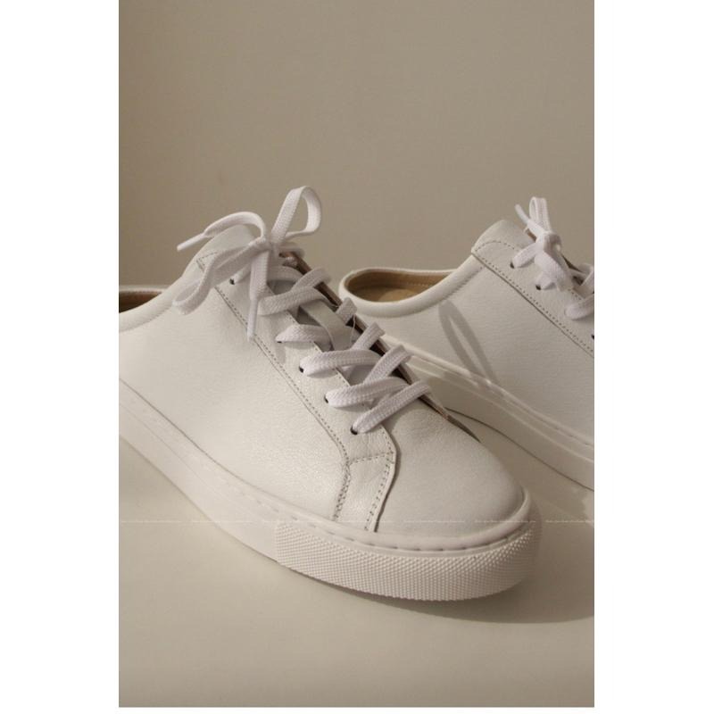 牛皮小白鞋 真皮懶人鞋 穆勒鞋 厚底 半拖 懶人鞋 韓國女鞋 小白鞋 韓國小白鞋 懶人鞋 牛皮製 韓國製-細節圖6