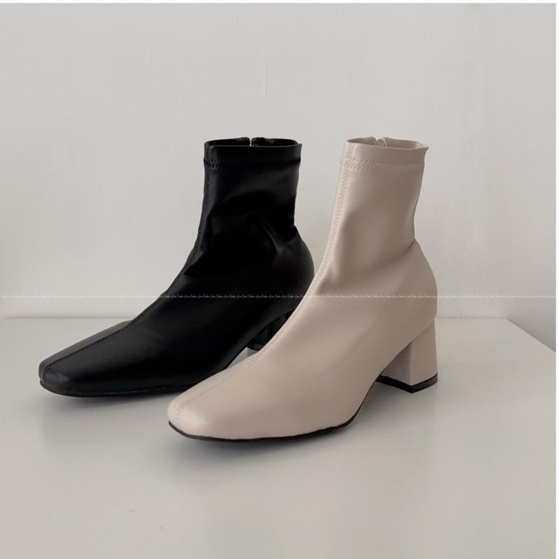 經典款粗跟彈力襪靴 5.5cm 彈性皮料 襪靴 好走襪靴 舒適襪靴 韓國代購-細節圖6