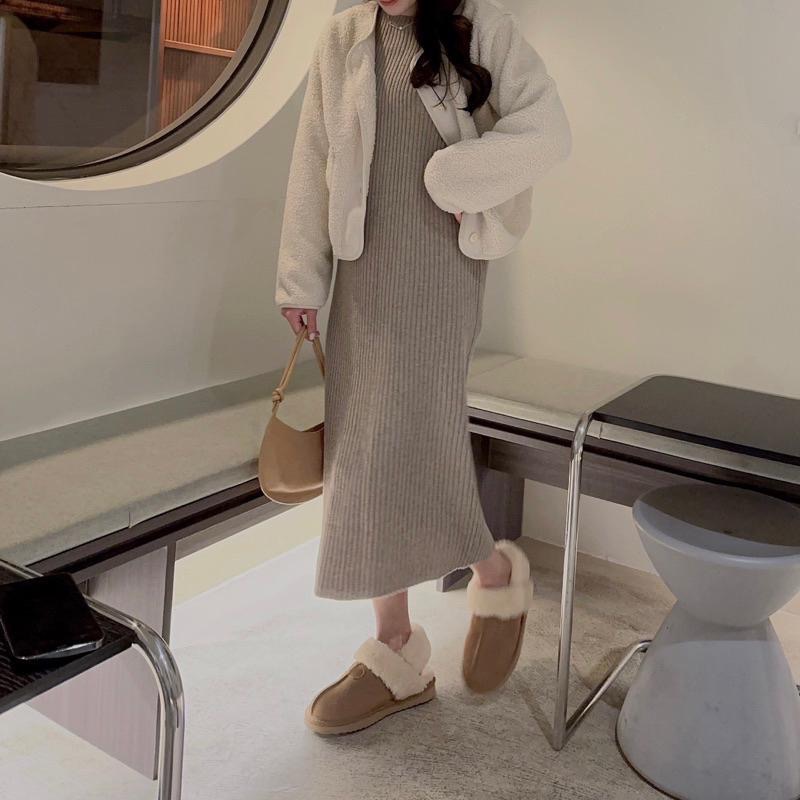 『東大門最好穿』兩穿 真皮 雪靴拖 毛毛拖鞋 雪靴 雪地拖鞋 懶人鞋 冬天拖鞋 交換禮物 聖誕禮物 韓國代購-細節圖2