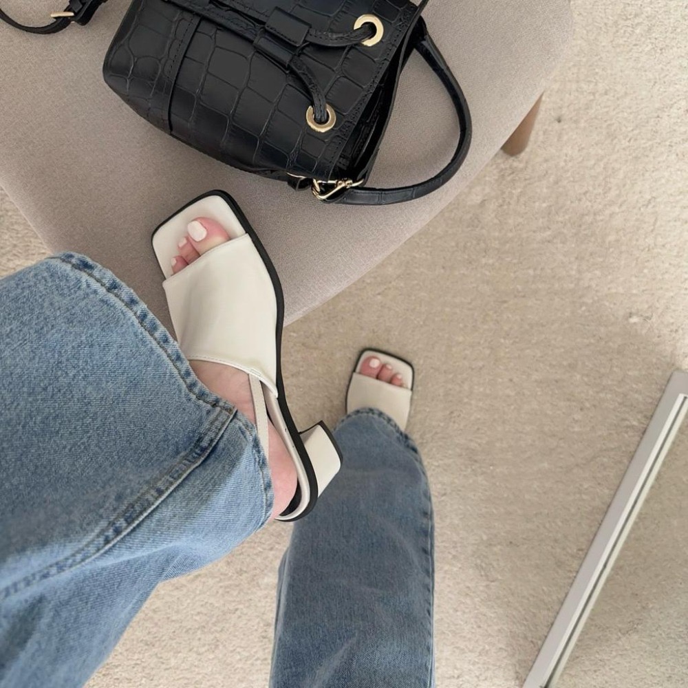 韓國質感粗跟魚口涼鞋 女 久站不痛 修飾腿型 穩定粗跟 百搭高跟鞋 夏季新款 韓國女鞋-細節圖2