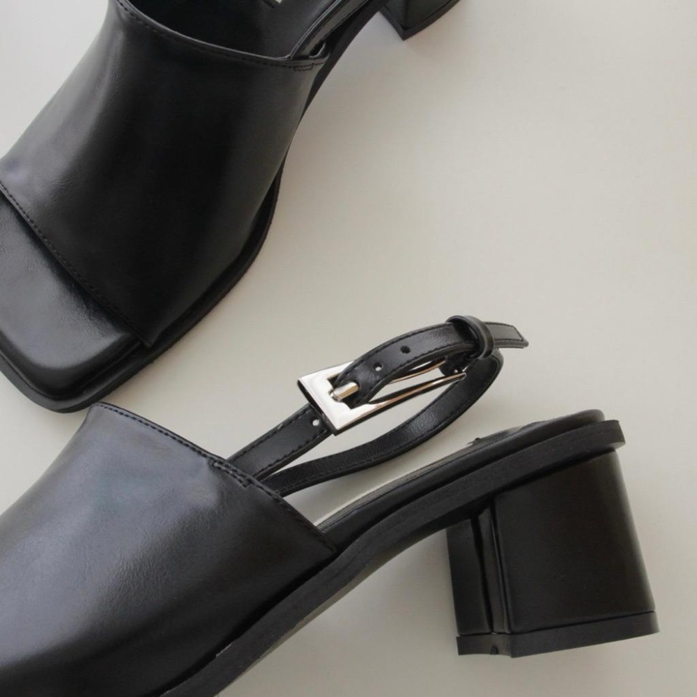 韓國質感粗跟魚口涼鞋 女 久站不痛 修飾腿型 穩定粗跟 百搭高跟鞋 夏季新款 韓國女鞋-細節圖5