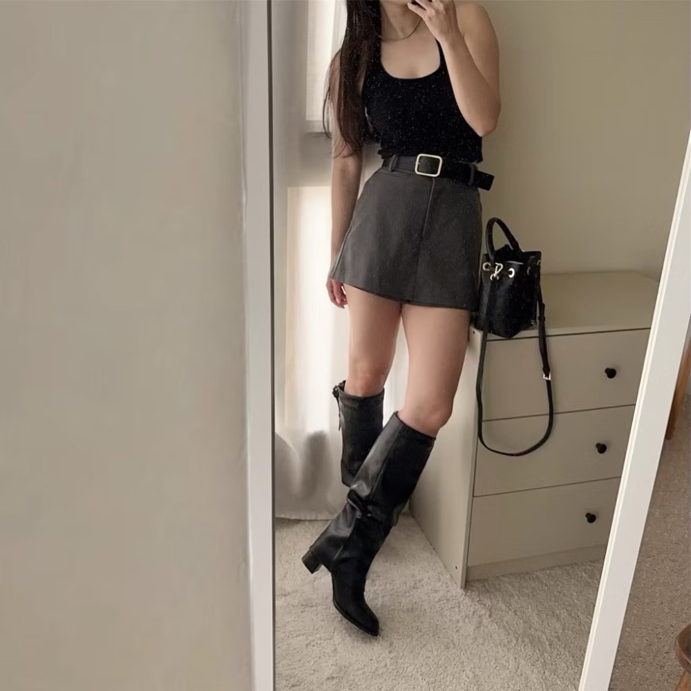 【水炸彈同款】顯瘦褶皺褲管長靴 韓國明星同款 韓星女團感 顯腿長必備 長筒靴 舞台表演同款 韓國代購-細節圖6