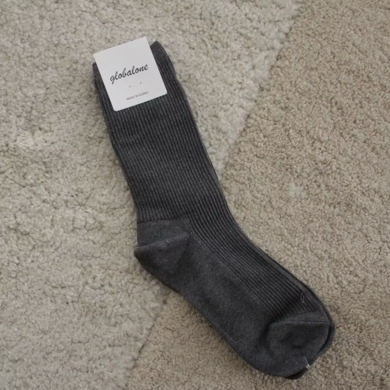 最短！深灰色（中筒襪18cm)