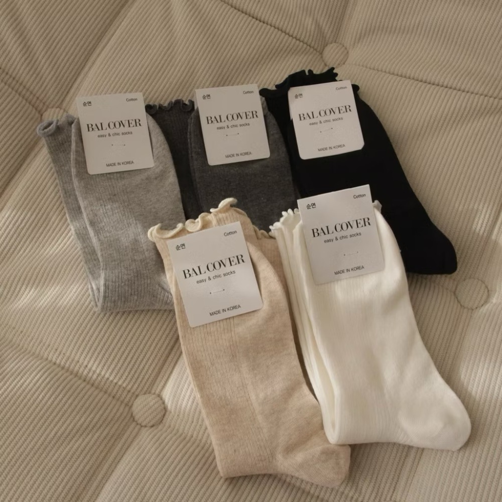 韓國女襪 捲捲襪 堆堆襪 捲邊襪 木耳邊 韓國製 女襪 造型長襪 木耳邊中筒襪 堆堆襪 韓國代購 韓國襪-細節圖2