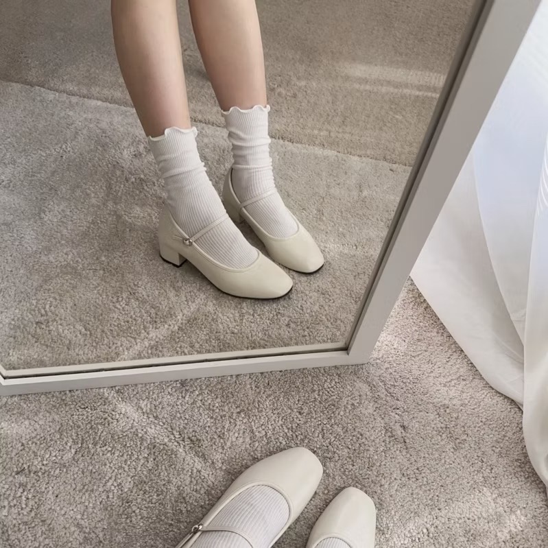 韓國女襪 捲捲襪 堆堆襪 捲邊襪 木耳邊 韓國製 女襪 造型長襪 木耳邊中筒襪 堆堆襪 韓國代購 韓國襪-細節圖5