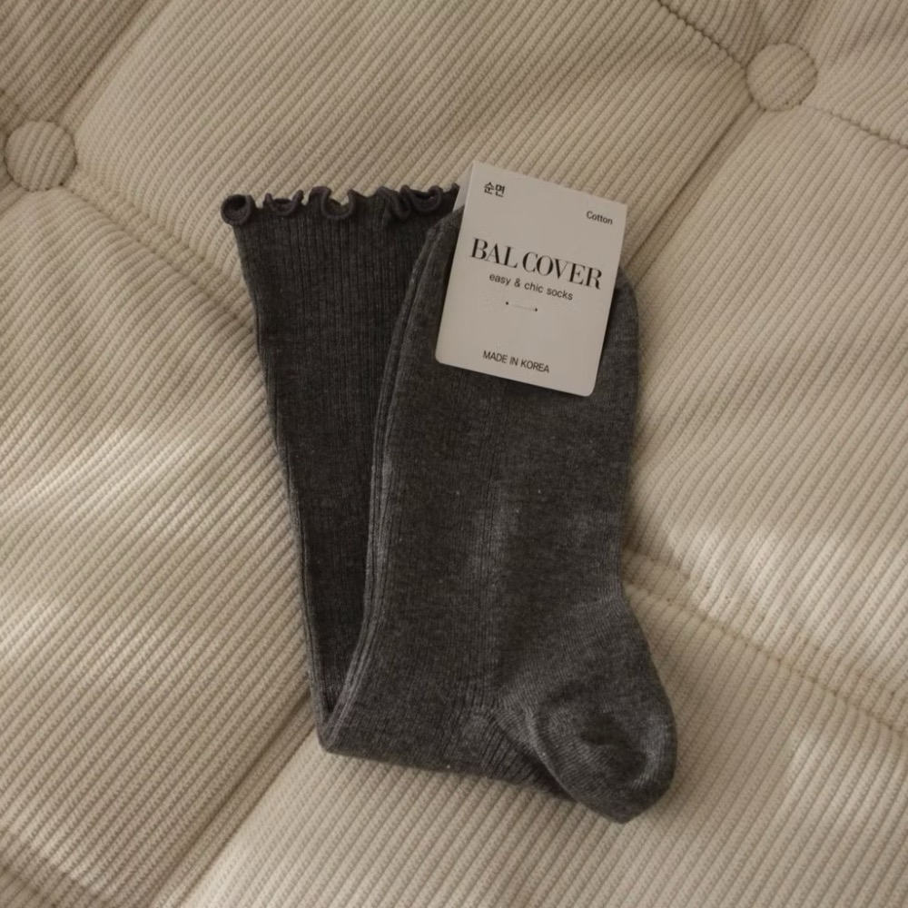 韓國女襪 捲捲襪 堆堆襪 捲邊襪 木耳邊 韓國製 女襪 造型長襪 木耳邊中筒襪 堆堆襪 韓國代購 韓國襪-細節圖11