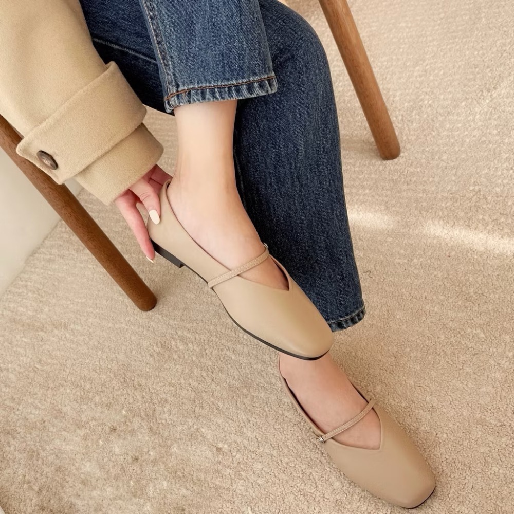 【現貨】真皮瑪莉珍鞋 女 牛皮娃娃鞋 柔軟不磨腳 平底瑪莉珍 韓國同款 辦公室女鞋 低跟娃娃鞋 經典百搭女鞋 韓國代購-細節圖8