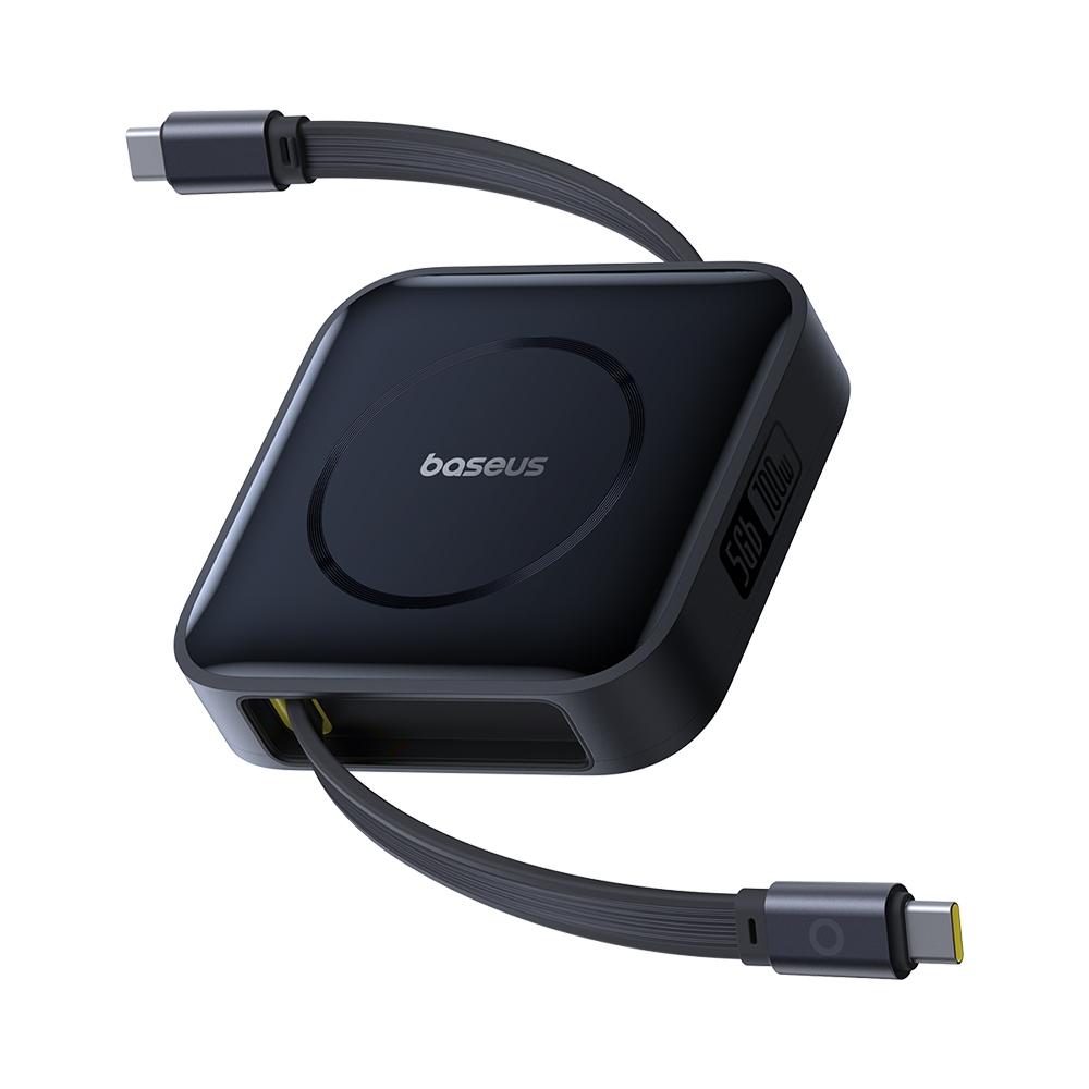 倍思 NOMOS伸縮線 100W TypeC to TypeC 5Gb 雙頭磁吸 三檔線長 便攜 1M-細節圖2