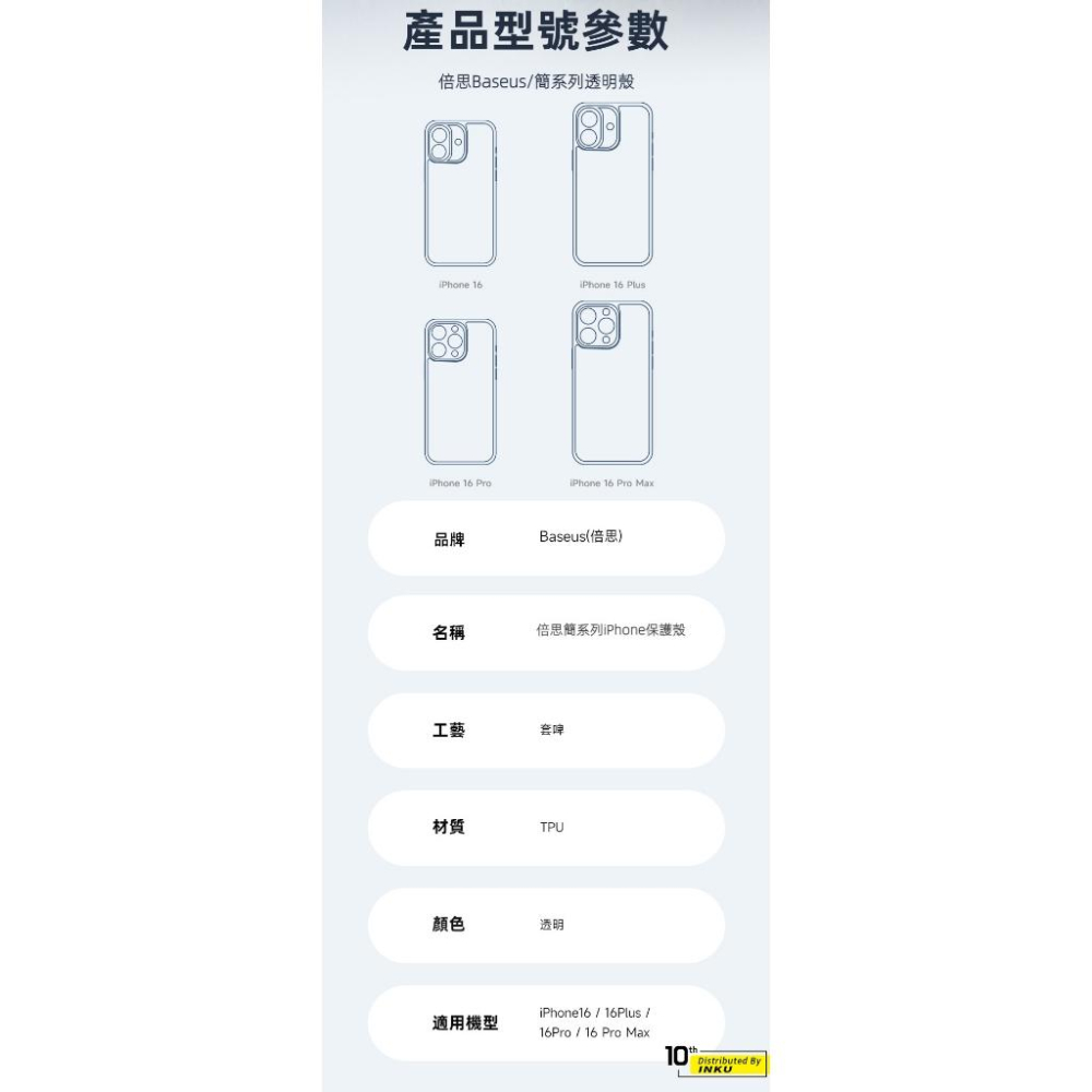 倍思 簡系列 iPhone16 15 Pro Max 超薄透明保護殼 氣囊防摔無紋抗黃-細節圖8