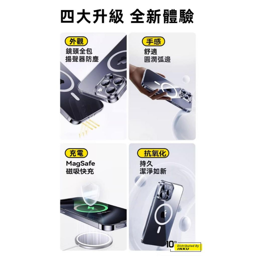 倍思 水晶系列 iPhone16 15 Pro Max MagSafe透明磁吸保護殼 1比1還原磁圈-細節圖5