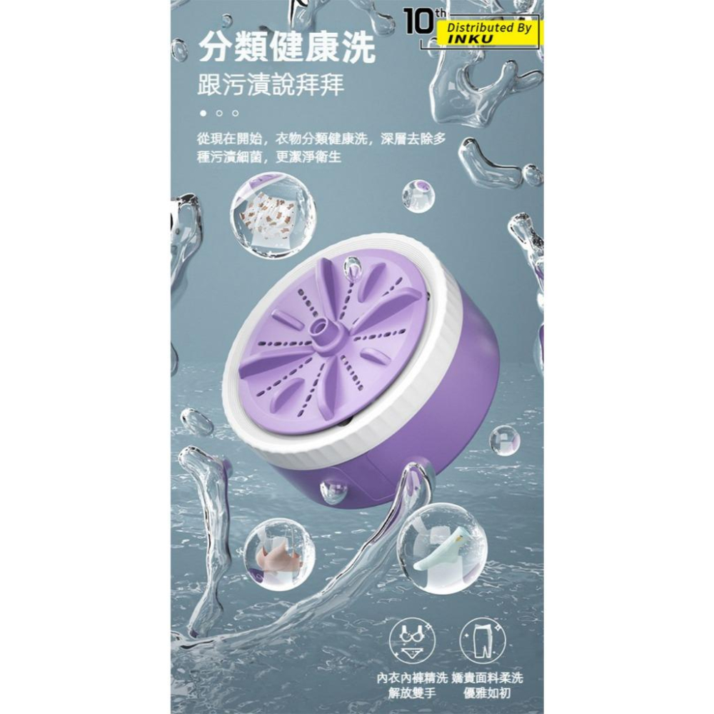 ibits A19 迷你渦輪全自動洗衣機 家用內衣褲襪子 清洗機 USB插頭-細節圖4