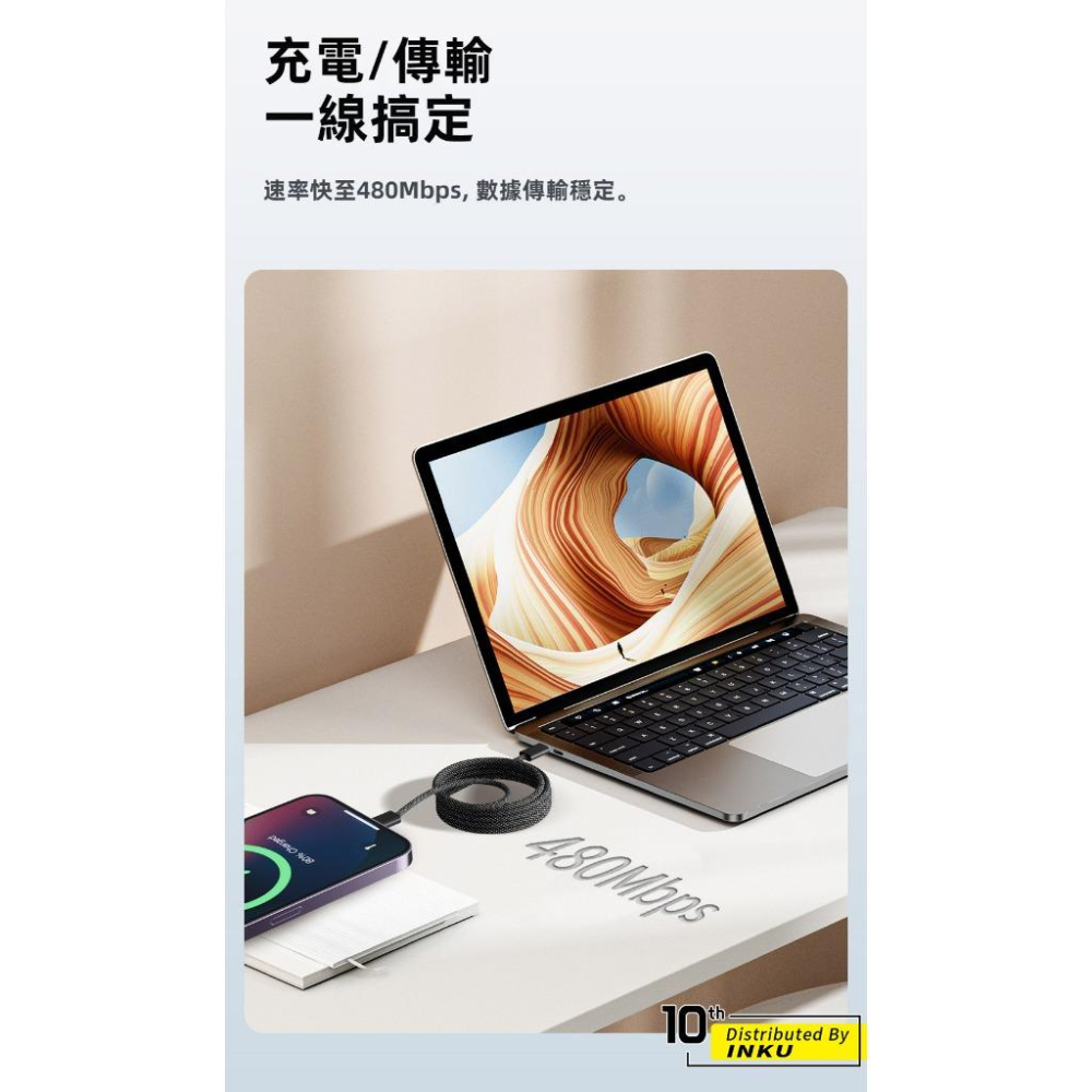 ibits 魔繩2 磁吸編織快充收納線 蘋果USB 雙TypeC 吸附收納便捷 1M-細節圖6