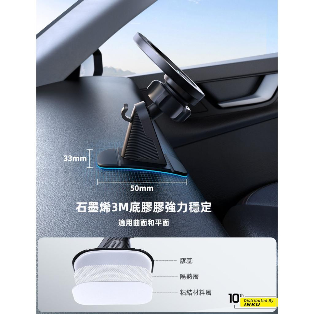 JR-ZS376 車用磁吸支架 MagSafe立貼式手機架 360度旋轉20顆強磁 儀表板中控導航穩固不擋出風口 磁吸座-細節圖5