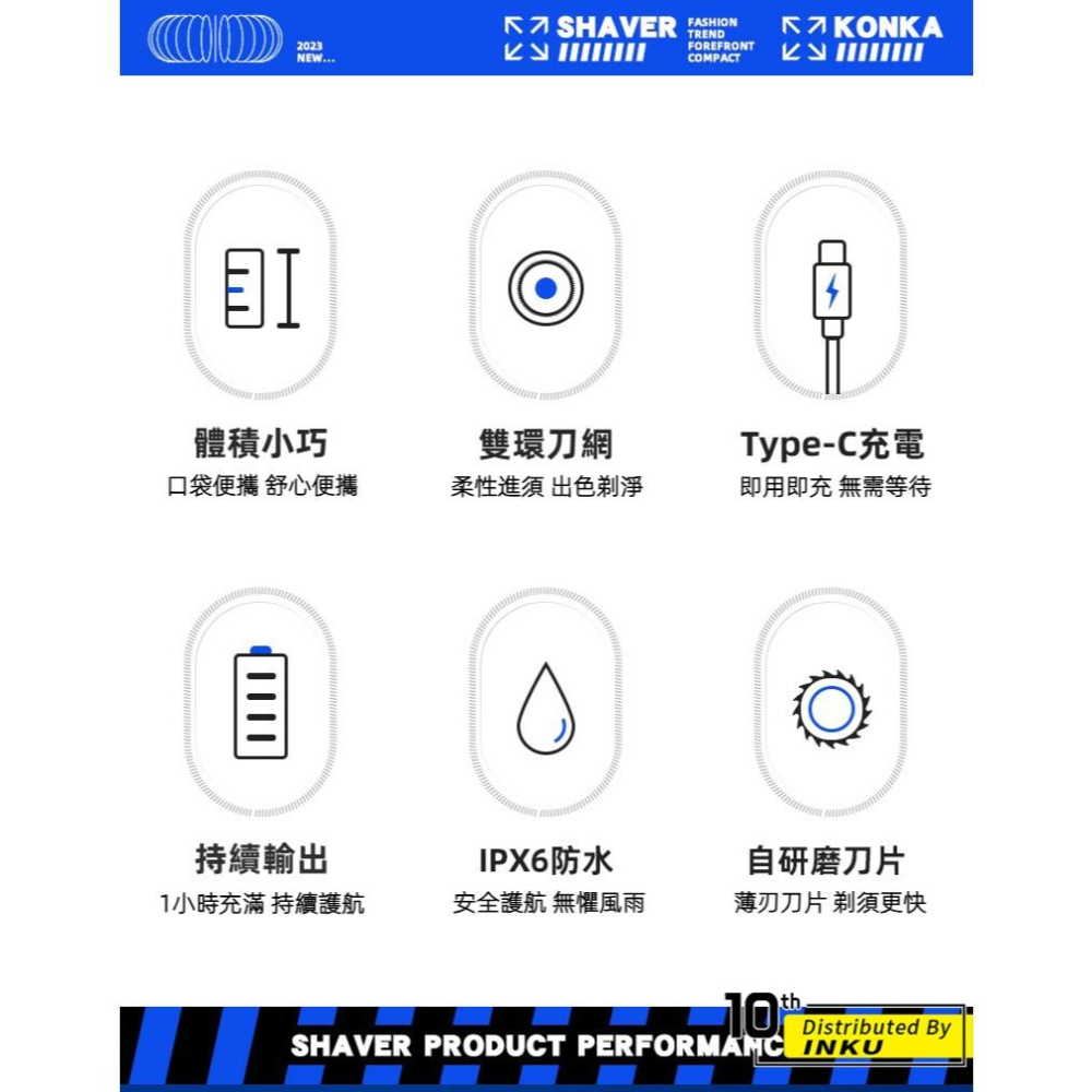 KONKA康佳 雙刀頭電動刮鬍刀 TypeC充電 IPX6防水 雙網浮動 KTXD1311T-細節圖4