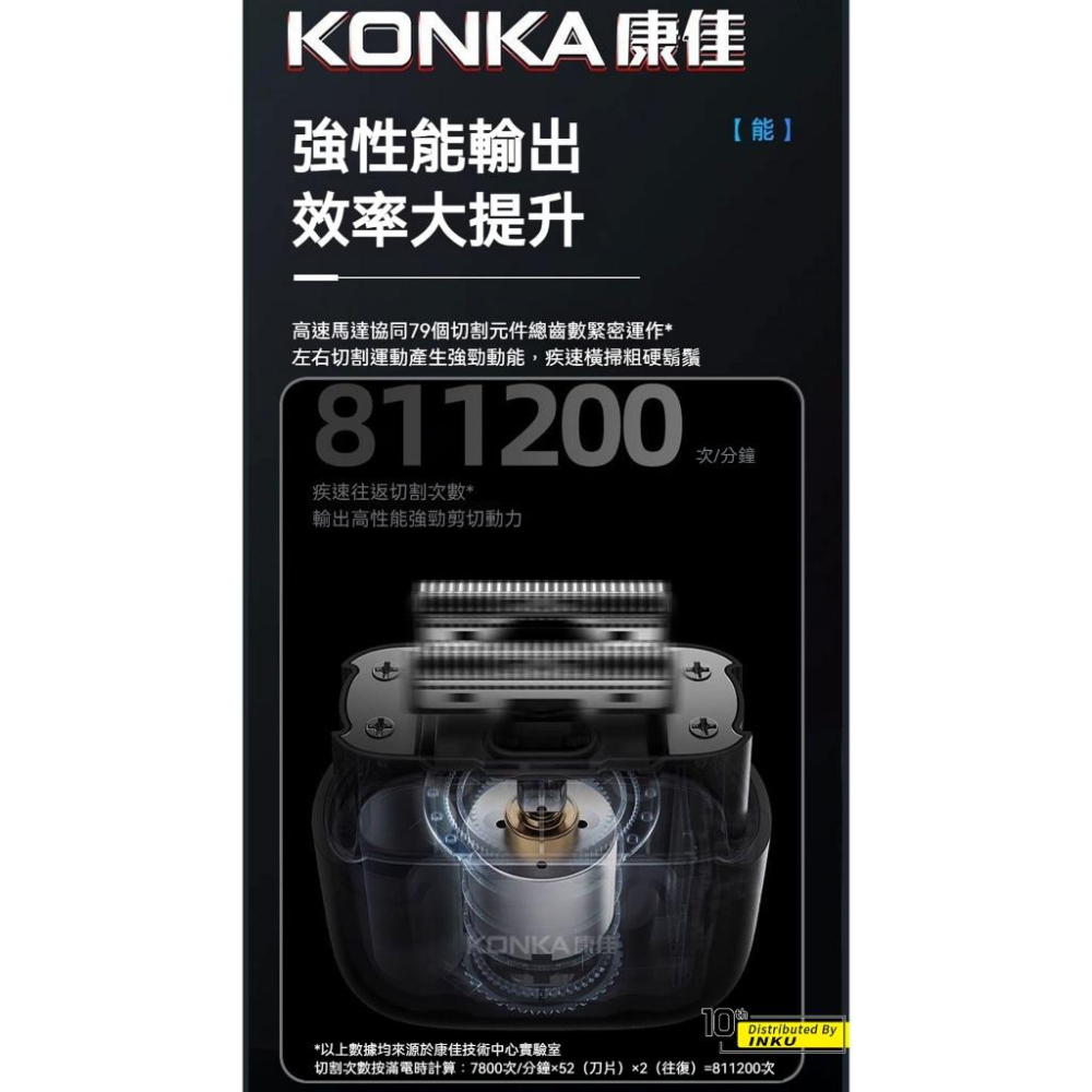 KONKA康佳電動刮鬍刀 三刀頭快充防水 長效續航 KTXD1303T-細節圖5