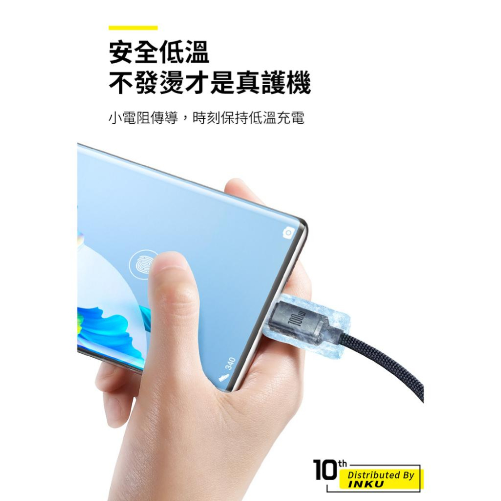 倍思 晶耀 100W快充數據線 USB to TypeC 鋁合金編織充電傳輸線 1.2m 2m-細節圖8